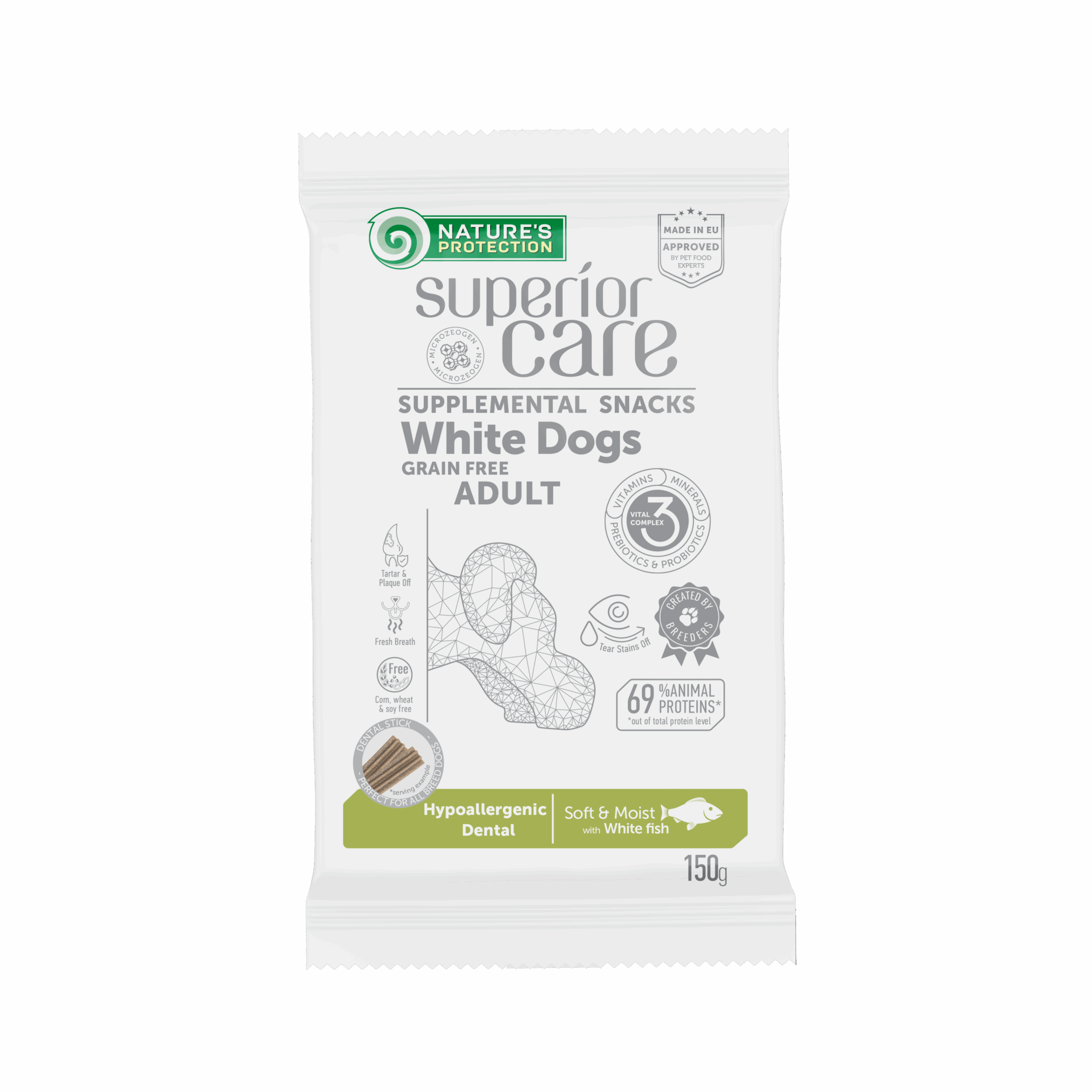 Complementary grain free feed – snacks for adult dogs with white